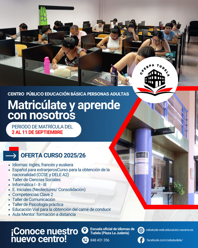 Enseñanzas ofrecidas este curso por el CPEBPA de Tudela