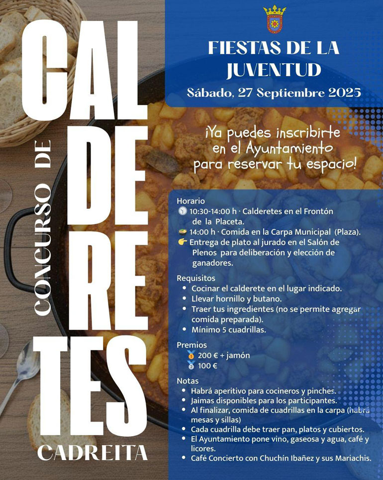 Programa de las Fiestas de la Juventud de Cadreita 2025 calderetes