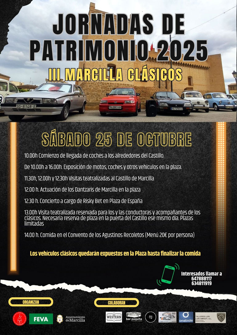 Exhibición de vehículos clásicos en Marcilla ‘III Marcilla Clásicos’ 2025