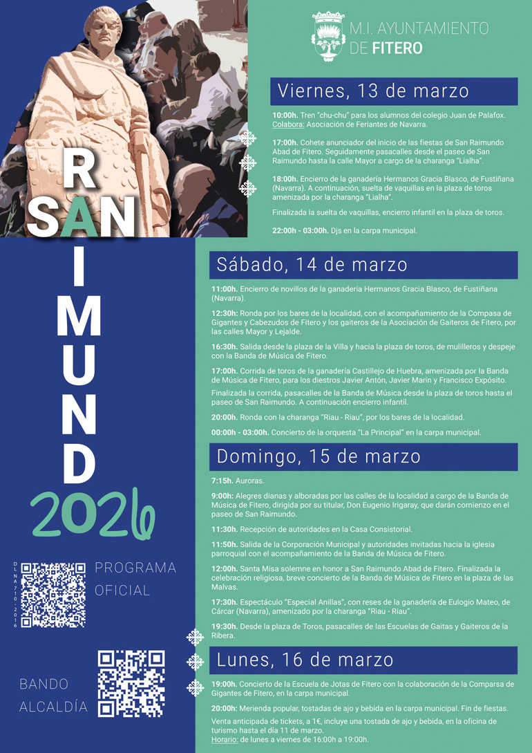 Programa de las Fiestas de San Raimundo de Fitero 2026 programa