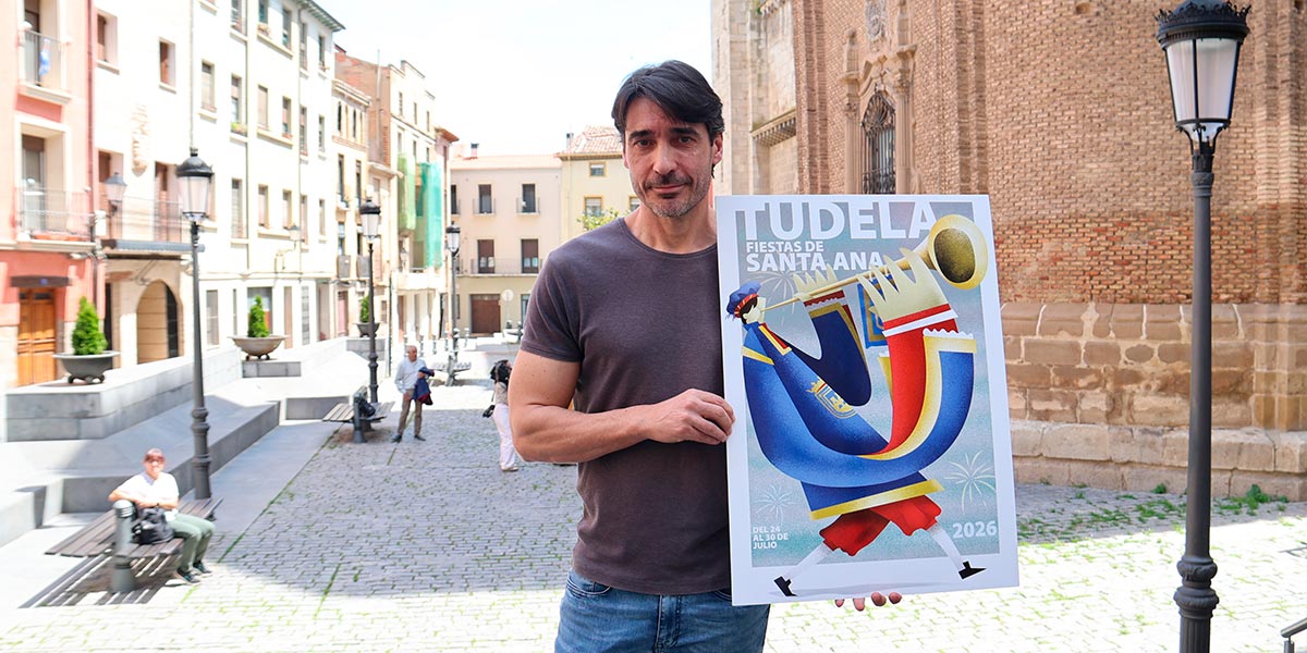 La obra ‘Timbaleros de Tudela’, de Raúl López Martín, accésit del concurso, será finalmente la imagen oficial de las Fiestas de Santa Ana en Tudela