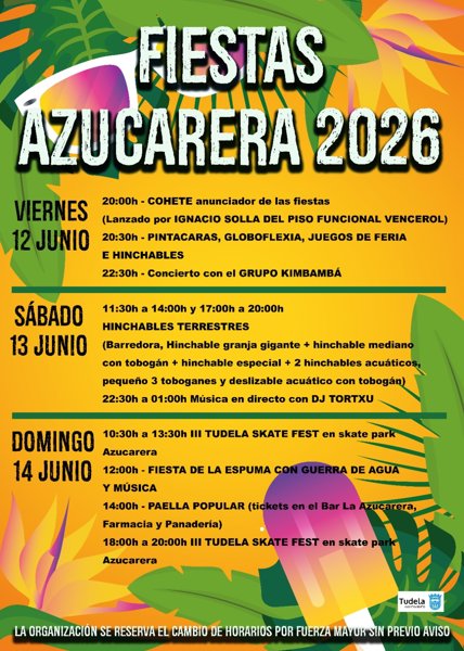 Programa de las Fiestas de la Azucarera en Tudela 2026
