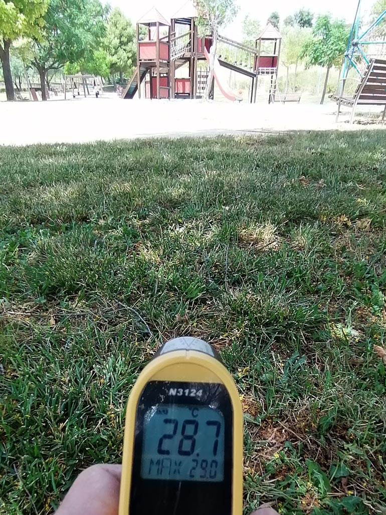 Temperatura del cesped a la sombra